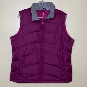LANDS END Puffer Vest Purple Gray DOWN & FEATHER Insulation Gorpcore Zip Front